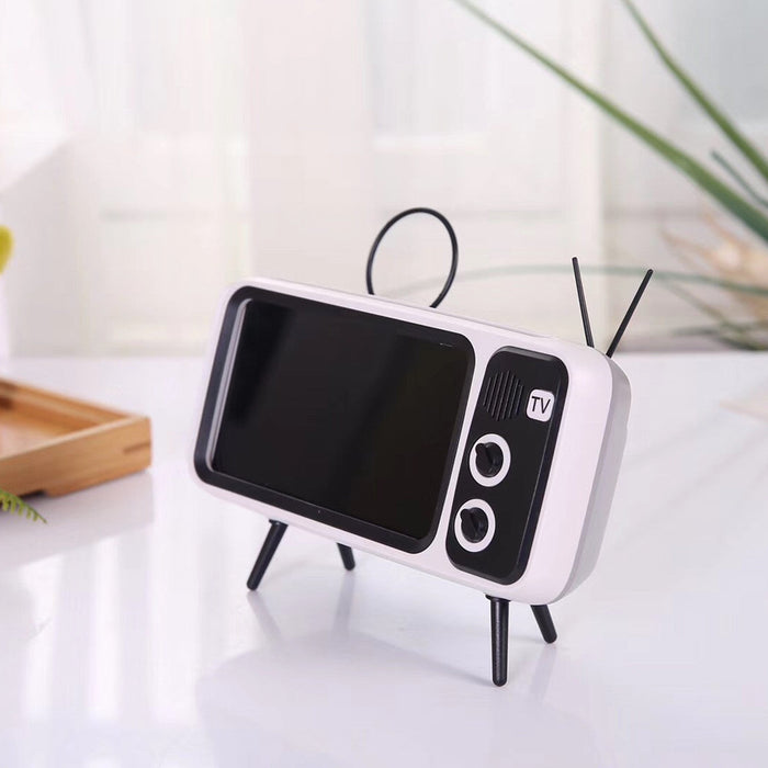 Bakeey Mini Retro TV Pattern Desktop Stand - Cell Phone Holder, Lazy Bracket, Compatible with 4.7 to 5.5 inch Mobile Phones - Ideal for Watching Videos & Shows Hands-free