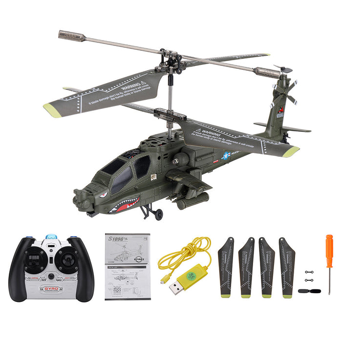 SYMA S109G - 3.5CH Beast RC Helicopter RTF AH-64 Military Model - Perfect Kids Toy for Indoor Flying Action