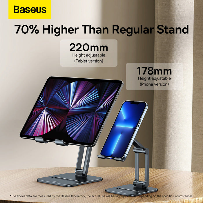 Beseus Desktop Biaxial Foldable Metal Stand - iPhone 14, 13, 12, Samsung Galaxy Z Fold4, Xiaomi 13, iPad Pro Holder - Ideal for Hands-Free Video Calls and Entertainment