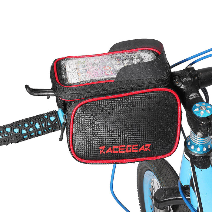 Mobile Phone Bicycle Front Bag - 6.2" Touch Screen Frame Case, Bilateral Tube Bag - Ideal for Cyclists Needing Easy Phone Access