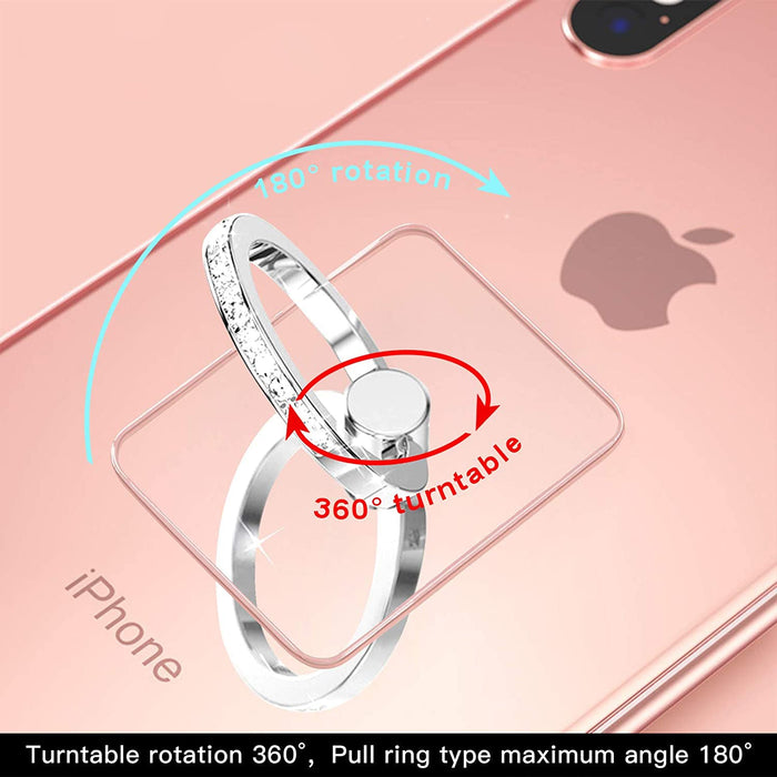 Bakeey Transparent Phone Ring Holder Stand - 360 Degree Rotation, Diamond Decoration, Finger Grip, Desk Accompaniment - Designed for Comfortable and Stylish Phone Handling