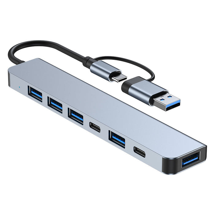 Type-C Docking Station - 7-in-1 USB-C Hub Splitter Adapter with 5Gbps Multiport USB3.0, USB2.0 & USB-C Ports - Perfect for PC and Laptop Connectivity