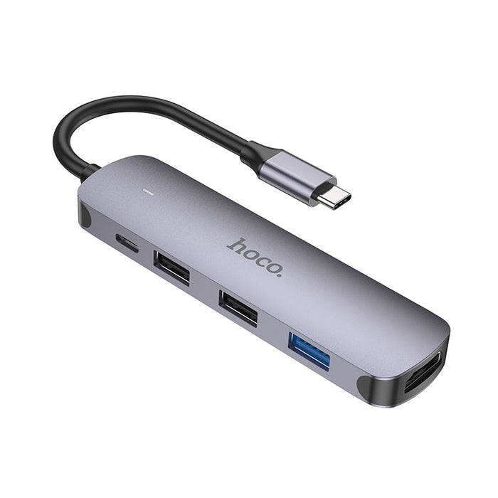 Hoco 5 In 1 HUB - Type C USB 3.0 2.0 Adapter, PD60W Dock, 4K 30HZ HDMI-Compatible USB-C Splitter - Perfect for MacBook Pro Users and HDTV Enthusiasts