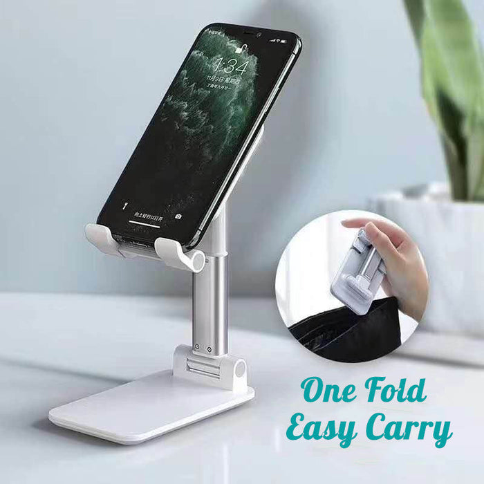 Universal Folding Telescopic Stand - Desktop Mobile Phone and Tablet Holder Compatible with iPad Air, iPhone 12, XS, 11 Pro, POCO X3 NFC - Ideal for Hands-free Device Viewing and Usage