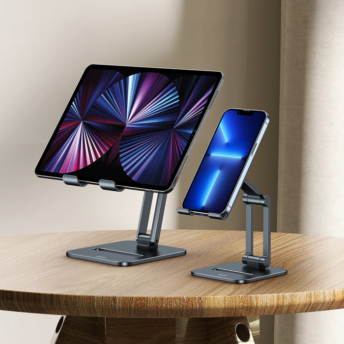 Beseus Desktop Biaxial Foldable Metal Stand - iPhone 14, 13, 12, Samsung Galaxy Z Fold4, Xiaomi 13, iPad Pro Holder - Ideal for Hands-Free Video Calls and Entertainment