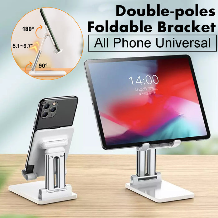 CCT7 Universal Folding Telescopic Stand - Desktop Mobile Phone and Tablet Holder for iPad Air, iPhone 12, XS, 11 Pro, POCO X3 NFC - Ideal Accessory for Home or Office Use