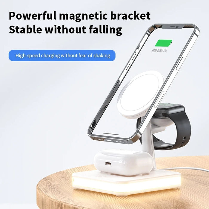 30W 4-in-1 Wireless Charger Lamp - Magnetic Fast Charging Dock for iPhone 12, 13, 14 Pro Max Mini, Apple Watch, AirPods - Perfect for Tech-Savvy Apple Users