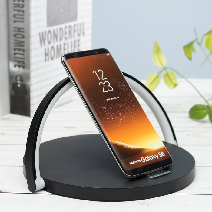 Bakeey 3 IN 1 - 10W Fast Wireless Charger, Desktop LED Lamp, Adjustable Night Light Phone Holder - Ideal for iPhone 11 Pro, Samsung and Huawei Users