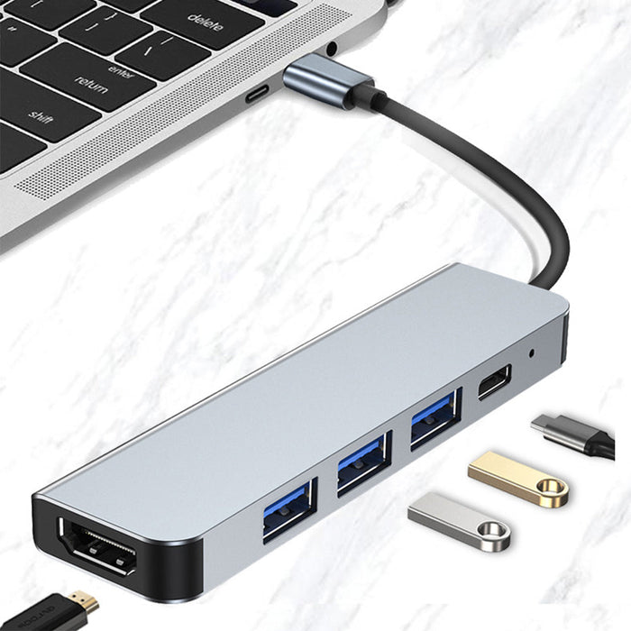 BYL-2008 USB-C Hub - 5-in-1 Splitter Docking Station with USB3.0, USB2.0, 87W USB-C PD, 4K HDMI-Compatible - Perfect for PC, Computer, Laptop Users