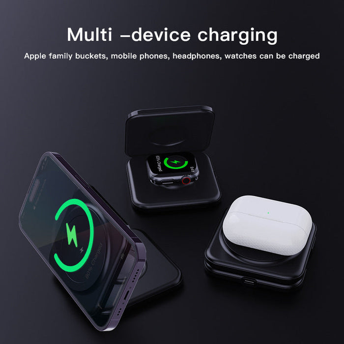 Magnetic Wireless Charger Foldable Stand - 2-in-1 with 15W Fast Charging Functionality for iWatch Ultra/8/7/6 and iPhone 14 Pro/13/12 - Ideal for Apple Watch and iPhone Owners Needing Faster Charging