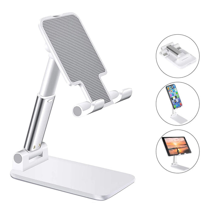 Universal Folding Telescopic Stand - Desktop Mobile Phone and Tablet Holder Compatible with iPad Air, iPhone 12, XS, 11 Pro, POCO X3 NFC - Ideal for Hands-free Device Viewing and Usage