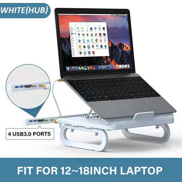 Universal Multifunctional Stand - 4 USB 3.0 Ports, 10-Gear Height Adjustment, Heat Dissipation, for 12-18 inch Devices - Ideal for Macbook and Desktop Users Needing Bracket Holders