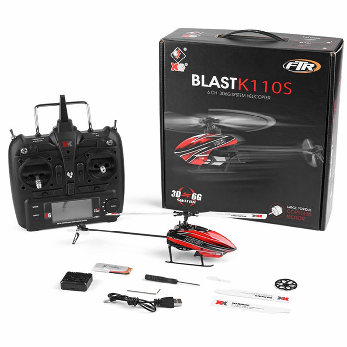 XK K110S 6CH Helicopter - Brushless 3D6G System, RTF Mode 2, FUTABA S-FHSS Compatible - Perfect for RC Enthusiasts and 3D Flying Beginners