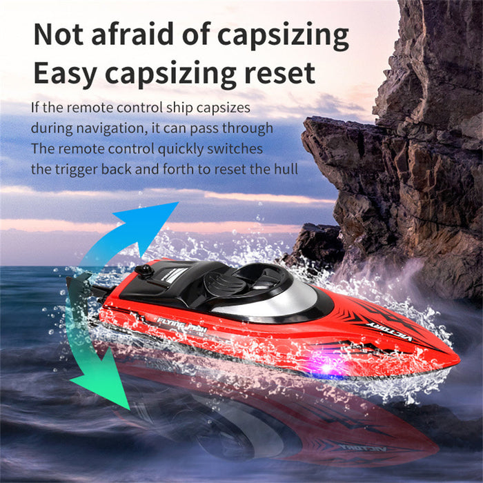 HXJRC HJ811 2.4G 4CH RC Boat - High Speed LED Light Speedboat, Waterproof, 20km/h Electric Racing Vehicles for Lakes and Pools - Perfect Remote Control Toy for Kids and Adults