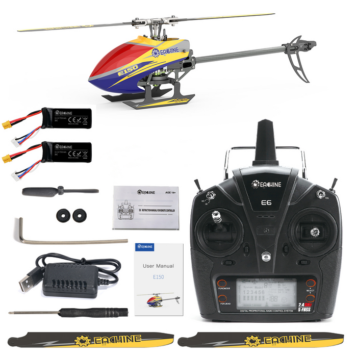 Eachine E150 - 2.4G 6CH 6-Axis Gyro 3D6G Dual Brushless Direct Drive Motor Flybarless RC Helicopter with 2 Batteries - Perfect for Beginners and Advanced Pilots