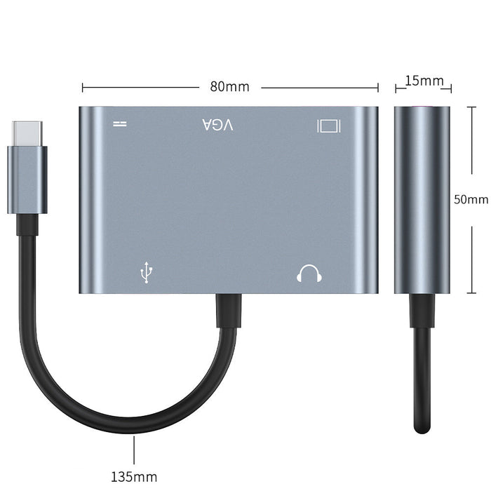 Mechzone BYL-2002 - 5-in-1 USB-C Docking Station Hub with USB 3.0, 100W PD, 4K HDMI-Compatible, 1080P VGA, 3.5mm Audio - Perfect for PC, Computer, and Laptop Users