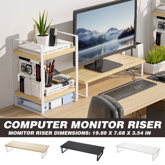 Macbook Desktop Stand - Multifunctional Monitor Riser with 2-Layer Shelves and Desk Organizer - Ideal for Office Efficiency and Space Management