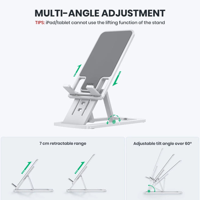 TOPK D06-S - Foldable Desktop Stand Table Phone Holder, Adjustable Angle Desk Accessory for iOS and Android Devices - Ideal for iPad, iPhone, and Other Smartphones Users