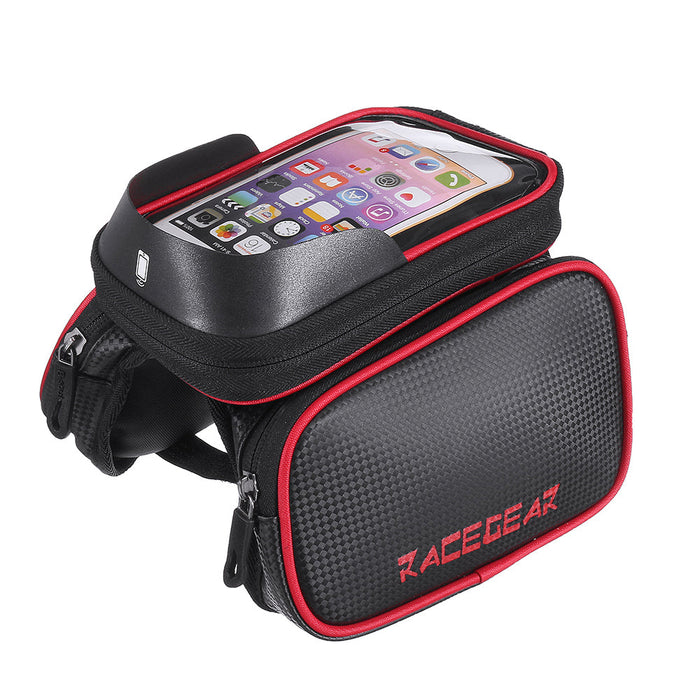 Mobile Phone Bicycle Front Bag - 6.2" Touch Screen Frame Case, Bilateral Tube Bag - Ideal for Cyclists Needing Easy Phone Access