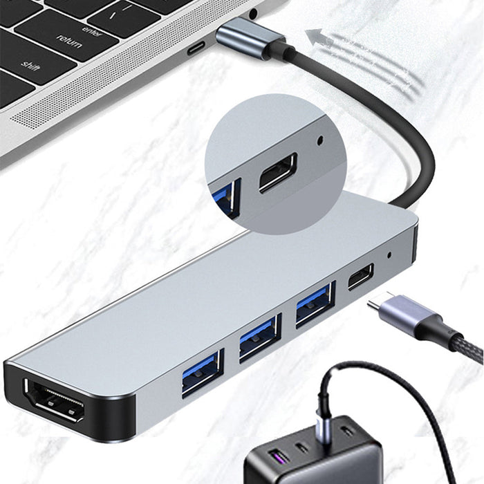 BYL-2008 USB-C Hub - 5-in-1 Splitter Docking Station with USB3.0, USB2.0, 87W USB-C PD, 4K HDMI-Compatible - Perfect for PC, Computer, Laptop Users