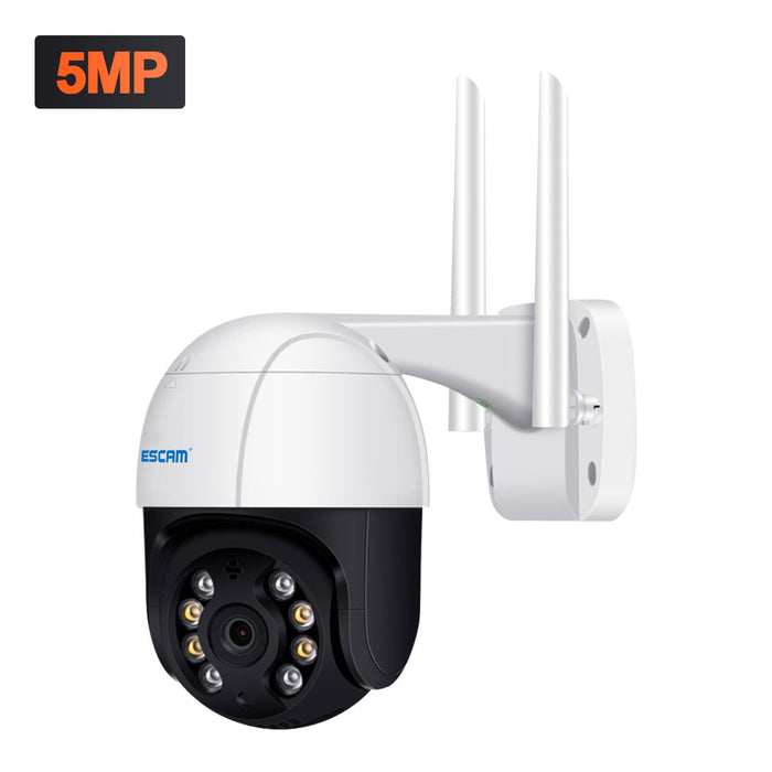 ESCAM QF518 - 5MP Waterproof WiFi IP Camera with Pan/Tilt, AI Humanoid Detection, Auto Tracking, Cloud Storage, Two Way Audio, Night Vision - Ideal for Home Security and Surveillance