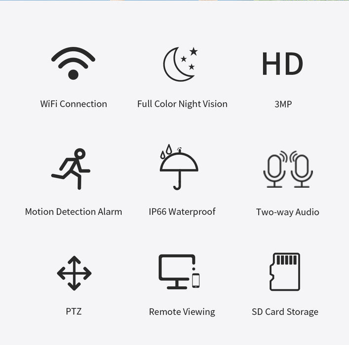 Hiseeu WHD303 - 3MP Outdoor WiFi Camera with 1536p Resolution, 5x Digital Zoom, PTZ, IP Audio, P2P OnVIF - Ideal for CCTV Monitoring Needs and Wireless Security Systems