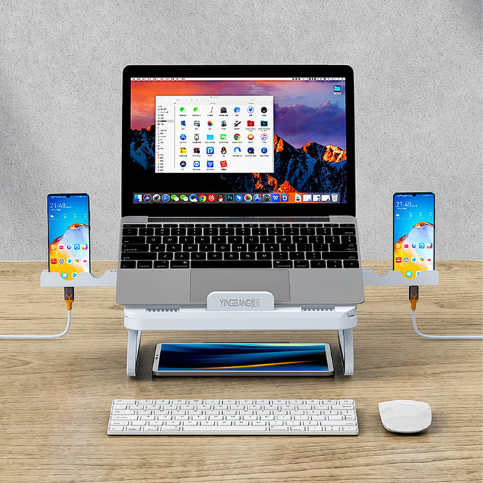 Universal Multifunctional Stand - 4 USB 3.0 Ports, 10-Gear Height Adjustment, Heat Dissipation, for 12-18 inch Devices - Ideal for Macbook and Desktop Users Needing Bracket Holders