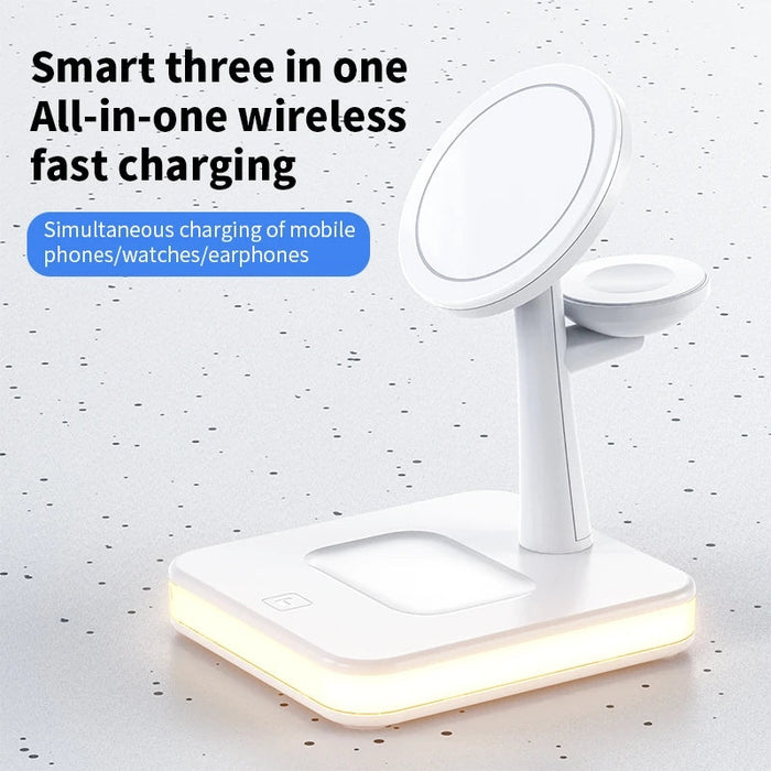 30W 4-in-1 Wireless Charger Lamp - Magnetic Fast Charging Dock for iPhone 12, 13, 14 Pro Max Mini, Apple Watch, AirPods - Perfect for Tech-Savvy Apple Users