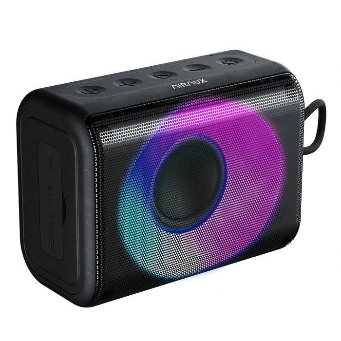 AirAux Portable Mini Speaker - 7 RGB Light Modes - Immersive 10W 360° Stereo - Large 2000mAh Battery - Bluetooth 5.1 - Black