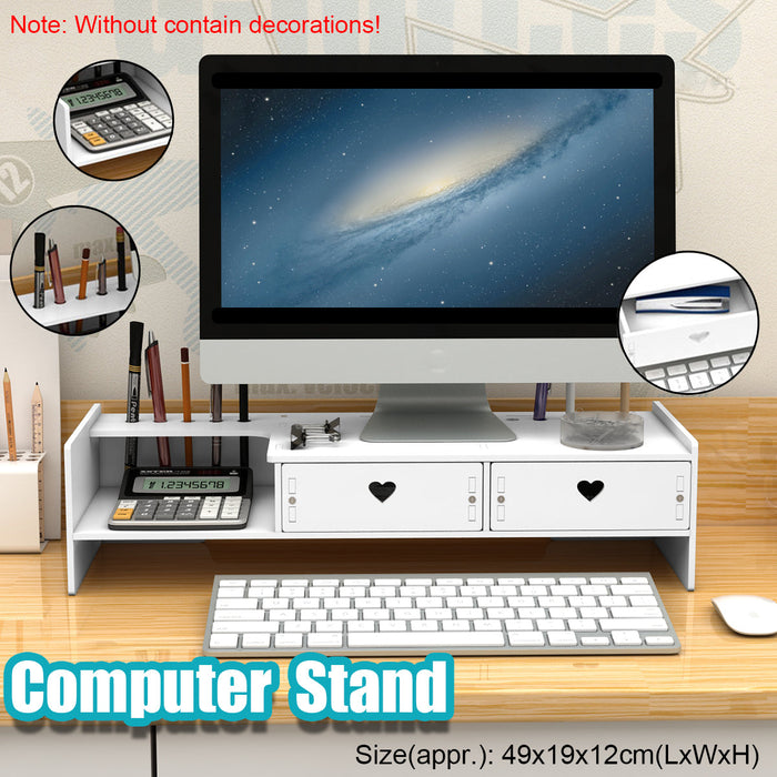 Universal & Storage Drawer Brand - Wooden Macbook PC Riser, Laptop Monitor, Desktop Stand Holder, Screen Rack Organizer - Ideal Solution for Desktop Organization and Screen Elevation