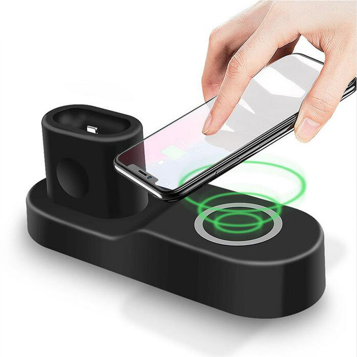 US Plug 4-in-1 Qi - Wireless Charger and Charging Station for Smartphones, Apple Watch Series, and Apple AirPods - Perfect Charging Solution for Tech-Savvy Individuals