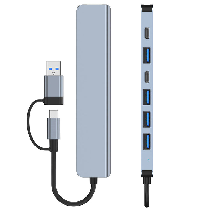 Type-C Docking Station - 7-in-1 USB Adapter with USB2.0*4, USB3.0, USB-C Data, PD5W, Multiport Hub Splitter - Ideal for PC Laptops and Modern Devices