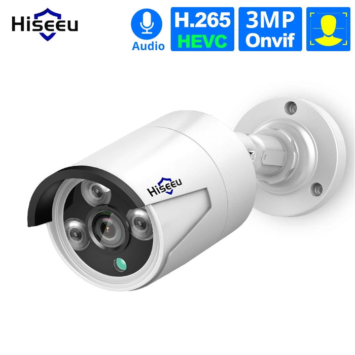 Hiseeu HB612 HB613 - 1536P 3.0MP POE Mini Bullet IP Camera with ONVIF, P2P, IP66 Waterproof, Outdoor IR CUT Night Vision - Ideal for Outdoor Security Surveillance