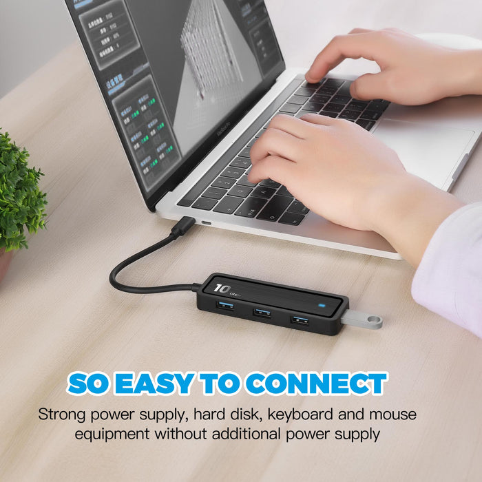 Pinrui 6-in-1 USB Hub - USB3.1 Gen 2 4-Port Expander with SD/TF Adapter, Laptop Docking Station - Perfect for Efficient Working and Data Transfers