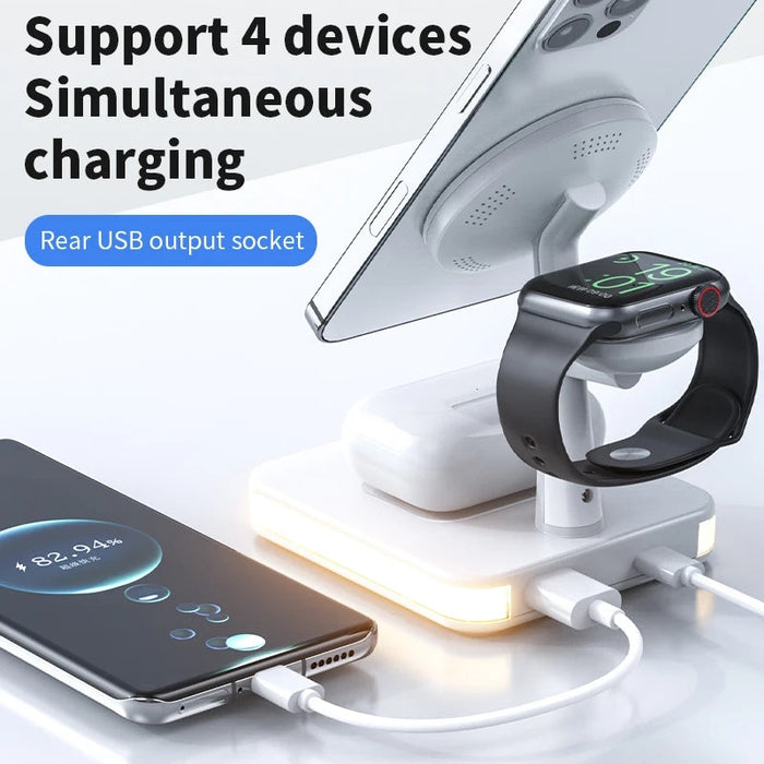 30W 4-in-1 Wireless Charger Lamp - Magnetic Fast Charging Dock for iPhone 12, 13, 14 Pro Max Mini, Apple Watch, AirPods - Perfect for Tech-Savvy Apple Users